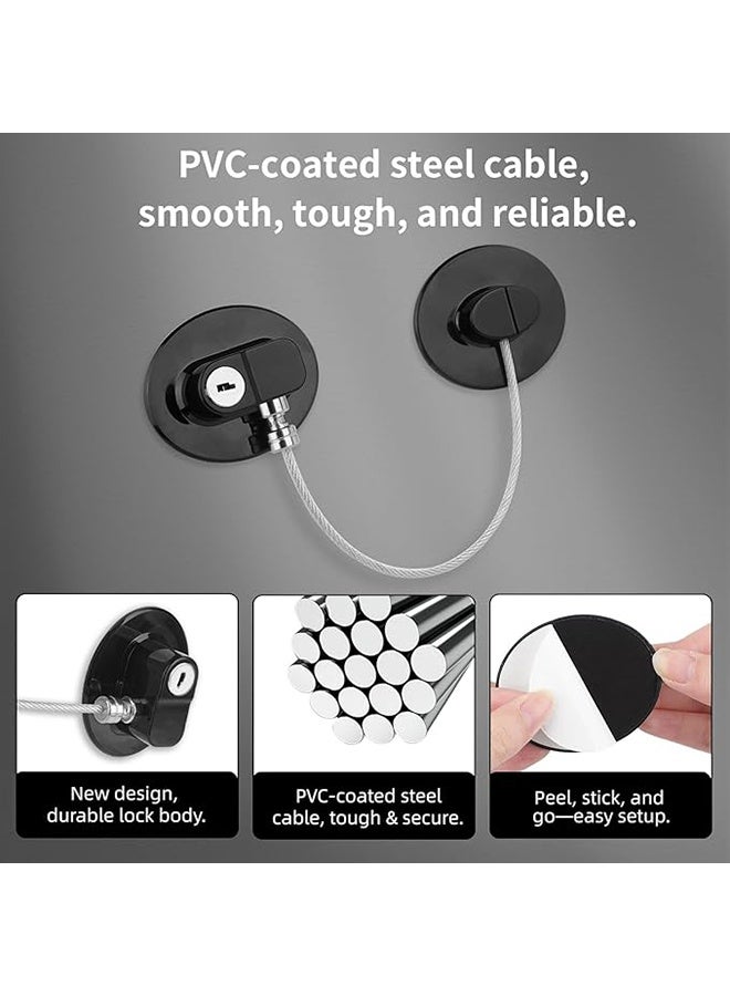 2 Pack Refrigerator Locks with Keys,Child Safety Fridge Lock,Refrigerator Lock Combination,Mini Fridge,File Drawer,Toilet Seat Lock with Strong Adhesive (Black) - Image 3
